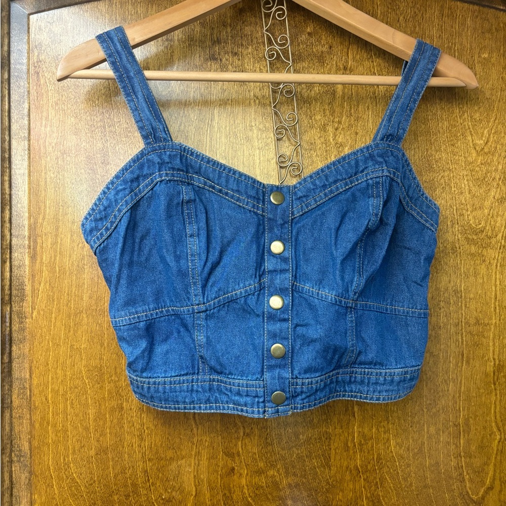 Denim Blue Button-Up Women's Top